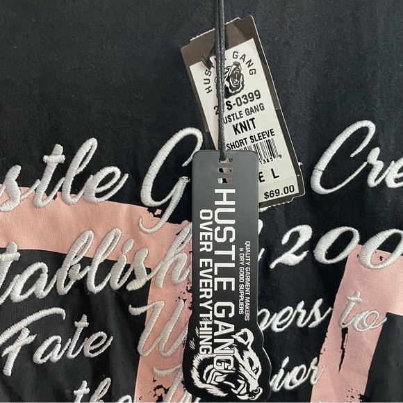 Nwt Hustle Gang Tee Shirt Stand Up Black Size Large - Picture 4 of 4